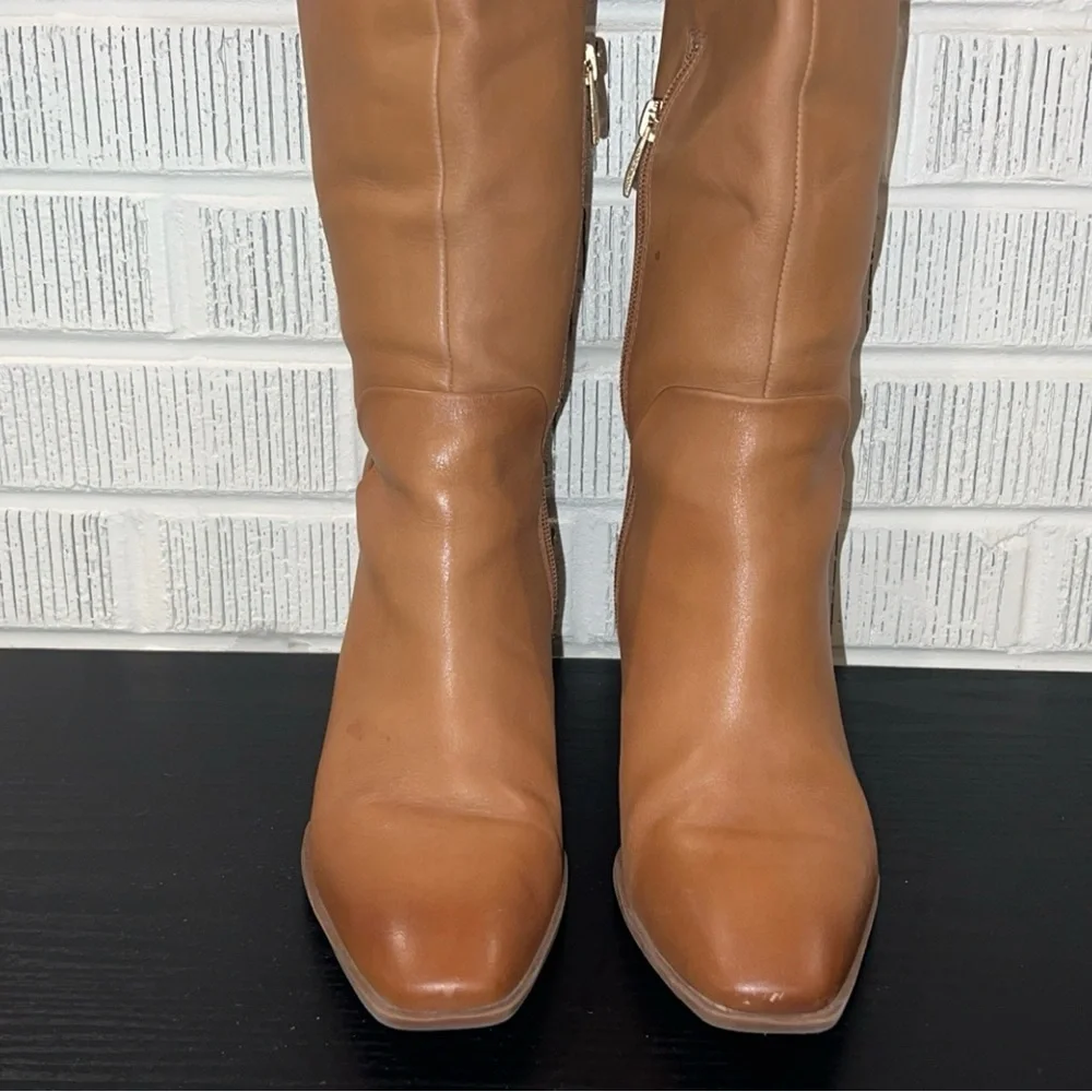 NORSTROM Cognac Leather Tall Heel Boot